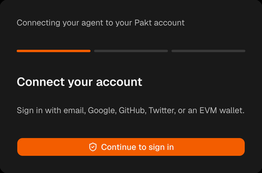 The Connect your account screen with a Continue to sign in button.